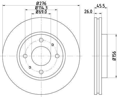 MINTEX MDC2306: Piduriketas Ø: 276mm, sisemine õhutus, Ø: 276mm, ilma rattakeskmeta, ilma rattalaagrita, ilma rattakinnituspoltideta