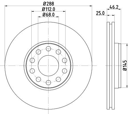 MINTEX MDC2338: Piduriketas Ø: 288mm, välisõhutus, Ø: 288mm, ilma rattakeskmeta, ilma rattalaagrita, ilma rattakinnituspoltideta