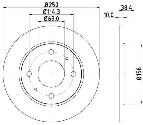 MINTEX MDC2376: Disc de frână Ř: 250mm, plin, Ř: 250mm, fara butuc roata, fara rulment roata, fara suruburi de fixare roata