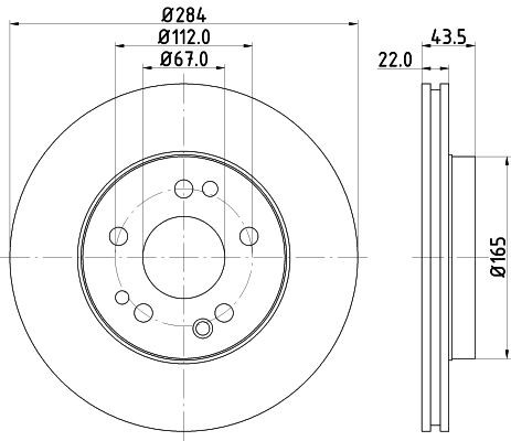 MINTEX MDC373: Disc de frână Ř: 284mm, ventilat interior, Ř: 284mm, fara butuc roata, fara rulment roata, fara suruburi de fixare roata