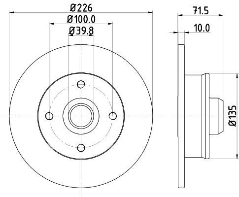 MINTEX MDC502: Disc de frână Ř: 226mm, plin, Ř: 226mm, cu butuc roata, fara rulment roata, fara suruburi de fixare roata