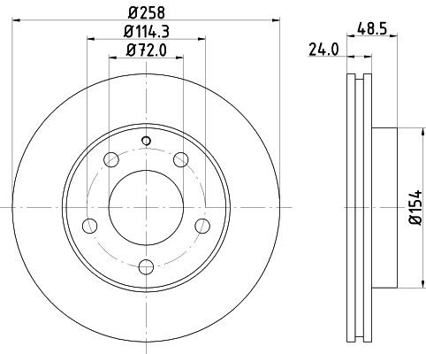 MINTEX MDC666: Disc de frână Ř: 258mm, ventilat interior, Ř: 258mm, fara butuc roata, fara rulment roata, fara suruburi de fixare roata