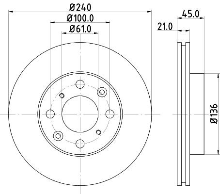 MINTEX MDC847: Disc de frână Ř: 240mm, ventilat interior, Ř: 240mm, fara butuc roata, fara rulment roata, fara suruburi de fixare roata