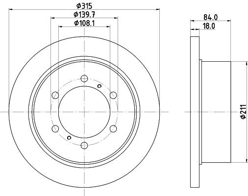 MINTEX MDC952: Disc de frână Ř: 315mm, plin, Ř: 315mm, fara butuc roata, fara rulment roata, fara suruburi de fixare roata