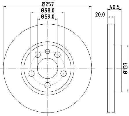 MINTEX MDC992: Piduriketas Ø: 257mm, sisemine õhutus, Ø: 257mm, ilma rattakeskmeta, ilma rattalaagrita, ilma rattakinnituspoltideta