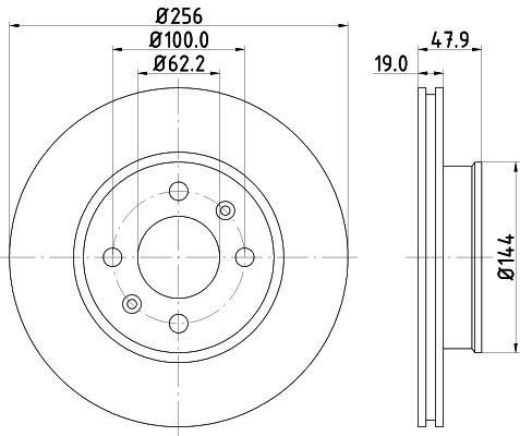 MINTEX MDC1723: Bremžu diski Ø: 256mm, ar iekšējo ventilāciju, Ø: 256mm, bez riteņa rumbas, bez riteņa rumbas gultņa, bez riteņu stiprināšanas skrūvēm