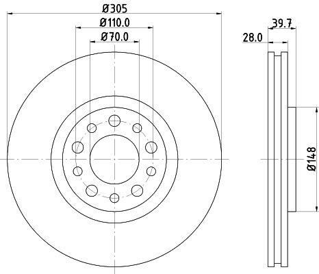 MINTEX MDC1739: Piduriketas Ø: 305mm, sisemine õhutus, Ø: 305mm, ilma rattakeskmeta, ilma rattalaagrita, ilma rattakinnituspoltideta