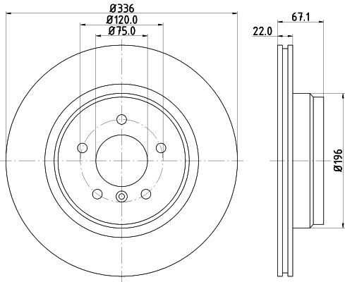 MINTEX MDC1757: Disc de frână Ř: 336mm, ventilat interior, Ř: 336mm, fara butuc roata, fara rulment roata, fara suruburi de fixare roata