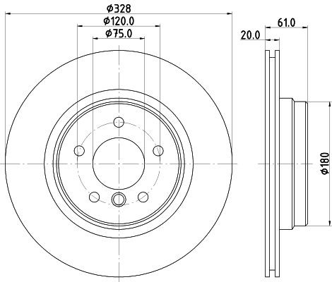 MINTEX MDC1259: Disc de frână Ř: 328mm, ventilat exterior, Ř: 328mm, fara butuc roata, fara rulment roata, fara suruburi de fixare roata