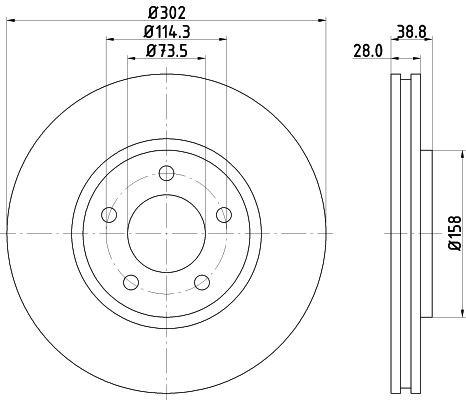 MINTEX MDC1554: Bremsscheibe Ø: 302mm, außenbelüftet, Ø: 302mm, ohne Radnabe, ohne Radlager, ohne Radbefestigungsbolzen