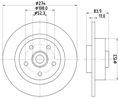 MINTEX MDC1681: Piduriketas Ø: 274mm, täis, Ø: 274mm, teljemutriga, koos integreeritud magnetilise anduriga, koos rattalaagriga, ilma rattakinnituspoltideta, koos rattakeskmega