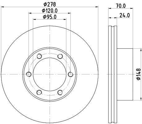 MINTEX MDC290: Piduriketas Ø: 278mm, sisemine õhutus, Ø: 278mm, ilma rattakeskmeta, ilma rattalaagrita, ilma rattakinnituspoltideta