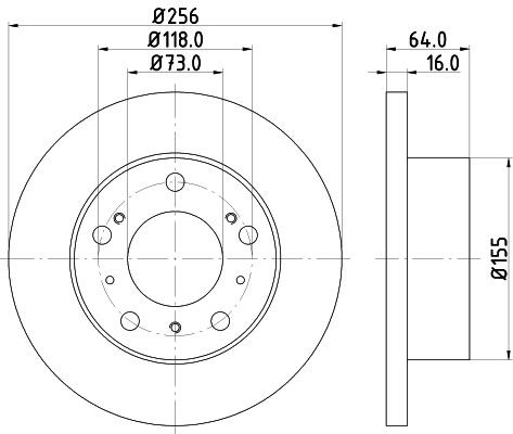 MINTEX MDC333: Disc de frână Ř: 256mm, plin, Ř: 256mm, fara butuc roata, fara rulment roata, fara suruburi de fixare roata