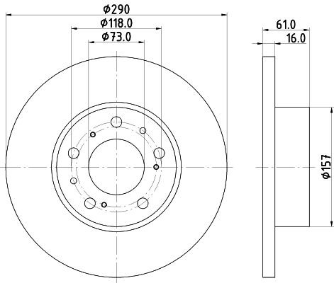 MINTEX MDC360: Disc de frână Ř: 290mm, plin, Ř: 290mm, fara butuc roata, fara rulment roata, fara suruburi de fixare roata