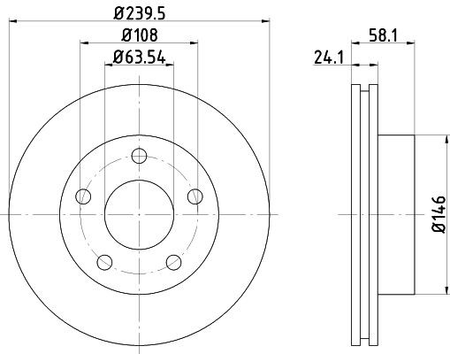 MINTEX MDC461: Piduriketas Ø: 240mm, sisemine õhutus, Ø: 240mm, ilma rattakeskmeta, ilma rattakinnituspoltideta
