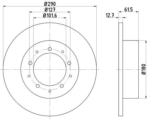 MINTEX MDC468: Piduriketas Ø: 290mm, täis, Ø: 290mm, ilma rattakeskmeta, ilma rattalaagrita, ilma rattakinnituspoltideta