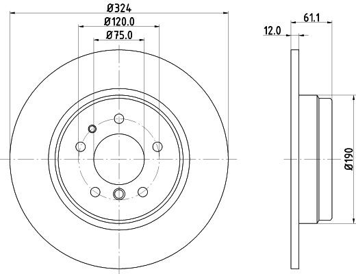 MINTEX MDC834: Piduriketas Ø: 324mm, täis, Ø: 324mm, ilma rattakeskmeta, ilma rattalaagrita, ilma rattakinnituspoltideta