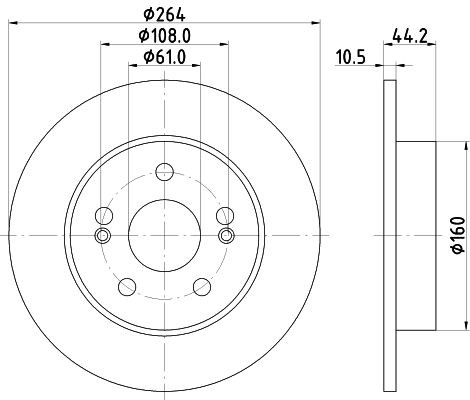 MINTEX MDC875: Piduriketas Ø: 264mm, täis, Ø: 264mm, ilma rattakeskmeta, ilma rattalaagrita, ilma rattakinnituspoltideta