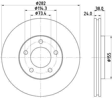 MINTEX MDC1270: Piduriketas Ø: 282mm, sisemine õhutus, Ø: 282mm, ilma rattakeskmeta, ilma rattalaagrita, ilma rattakinnituspoltideta