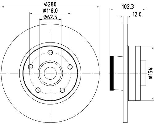 MINTEX MDC1764: Piduriketas Ø: 280mm, täis, Ø: 280mm, teljemutriga, koos ABS-andurirõngaga, koos rattalaagriga, ilma rattakinnituspoltideta, koos rattakeskmega