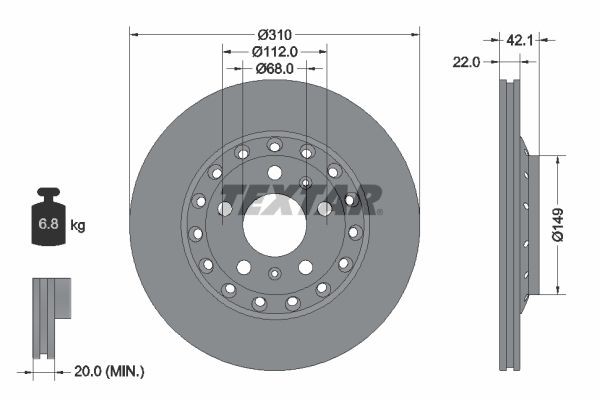 TEXTAR 92152300: Piduriketas Ø: 310mm, välisõhutus, Ø: 310mm, ilma rattakeskmeta, ilma rattalaagrita, ilma rattakinnituspoltideta