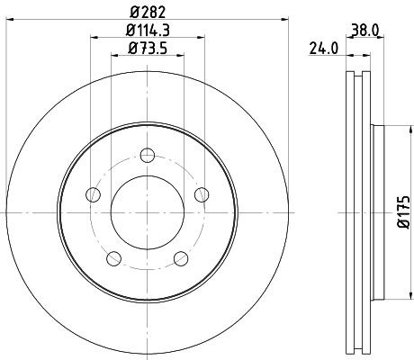 MINTEX MDC1973: Piduriketas Ø: 282mm, sisemine õhutus, Ø: 282mm, ilma rattakeskmeta, ilma rattalaagrita, ilma rattakinnituspoltideta