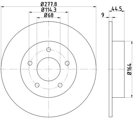 MINTEX MDC1945: Piduriketas Ø: 278mm, täis, Ø: 278mm, ilma rattakeskmeta, ilma rattalaagrita, ilma rattakinnituspoltideta