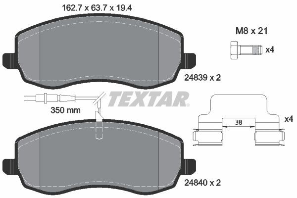 TEXTAR 2483901: Piduriklotsid Q+ koos pidurisadula kruvidega