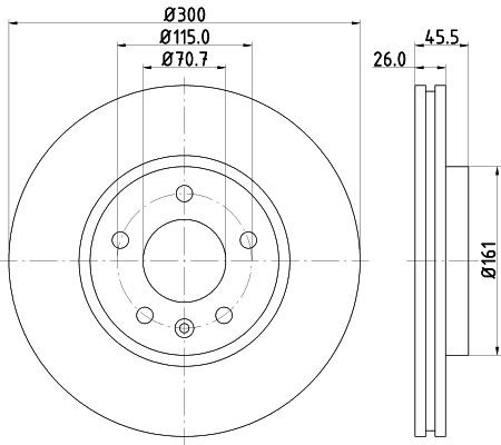 MINTEX MDC2133: Piduriketas Ø: 300mm, sisemine õhutus, Ø: 300mm, ilma rattakeskmeta, ilma rattalaagrita, ilma rattakinnituspoltideta