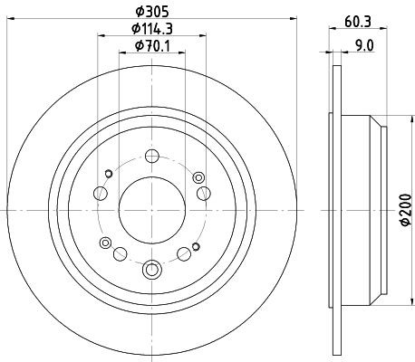 MINTEX MDC2165: Disc de frână Ř: 305mm, plin, Ř: 305mm, fara butuc roata, fara rulment roata, fara suruburi de fixare roata