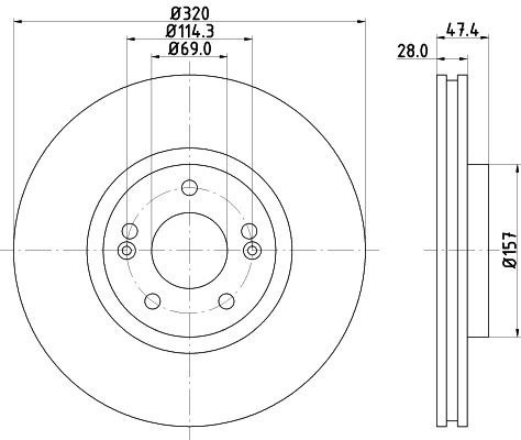 MINTEX MDC2343: Piduriketas Ø: 320mm, sisemine õhutus, Ø: 320mm, ilma rattakeskmeta, ilma rattalaagrita, ilma rattakinnituspoltideta