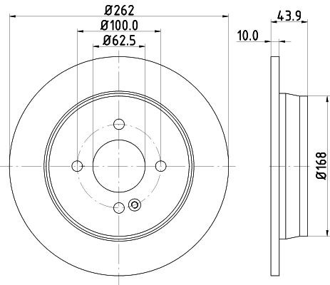 MINTEX MDC2382: Disc de frână Ř: 262mm, plin, Ř: 262mm, fara butuc roata, fara rulment roata, fara suruburi de fixare roata