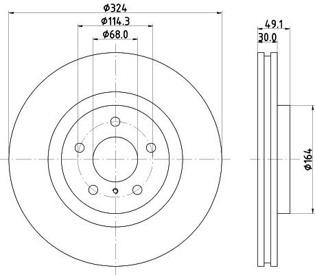 MINTEX MDC2561: Piduriketas Ø: 324mm, sisemine õhutus, Ø: 324mm, ilma rattakeskmeta, ilma rattalaagrita, ilma rattakinnituspoltideta