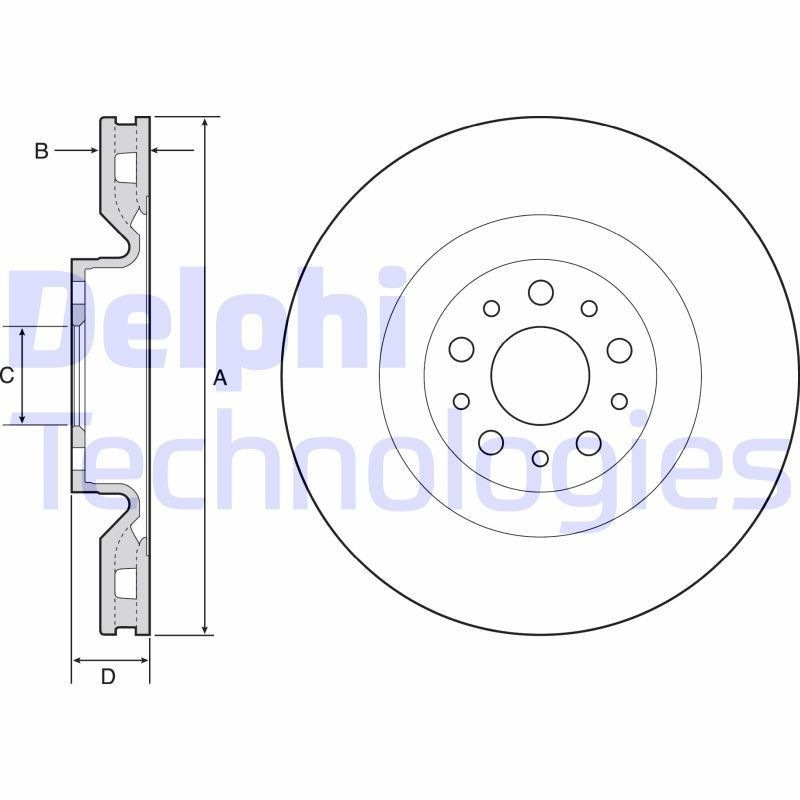 DELPHI BG4556: Piduriketas Ø: 305mm, õhutusega, Ø: 305mm, õlitatud