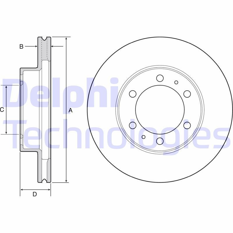 DELPHI BG4557: Piduriketas Ø: 319mm, õhutusega, Ø: 319mm, õlitatud