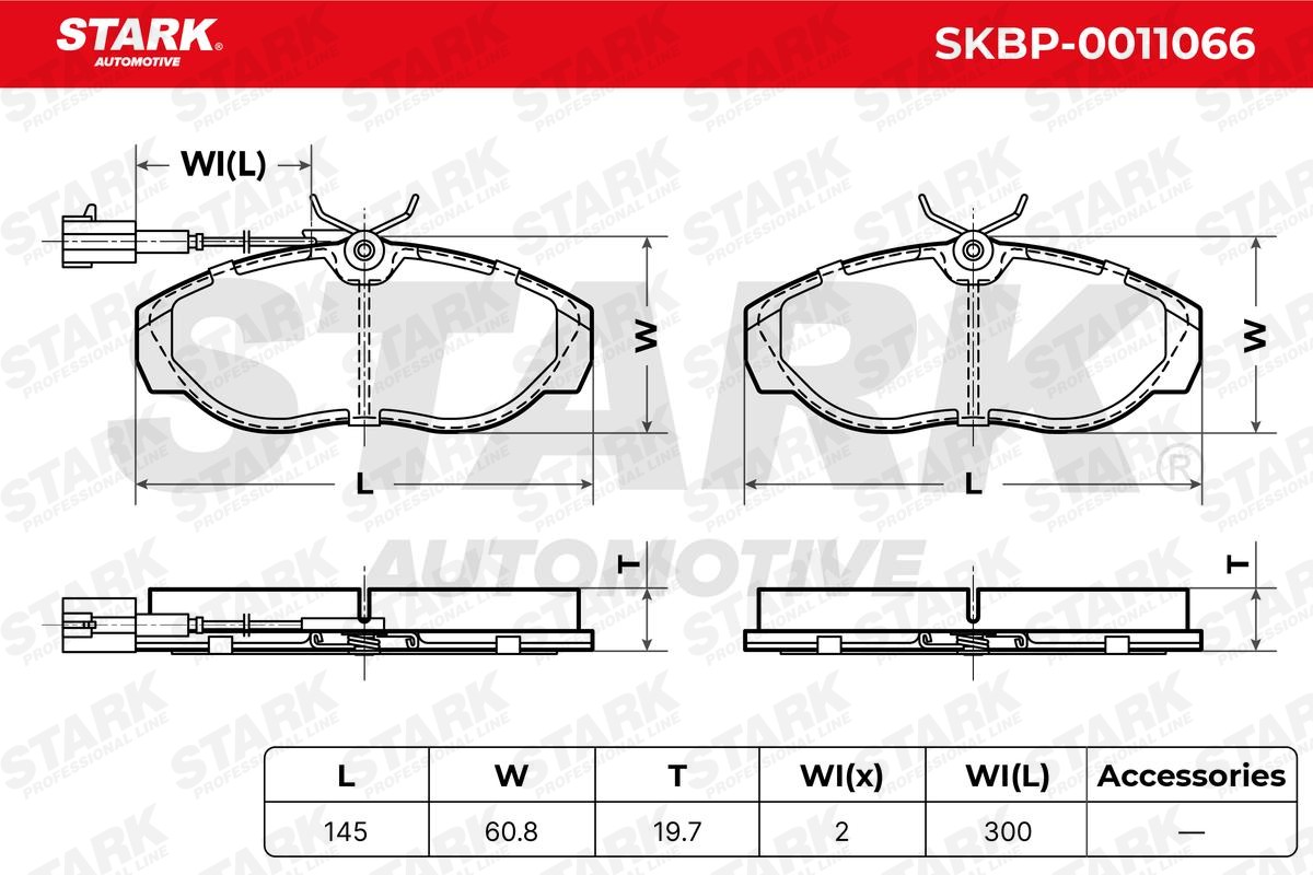 STARK SKBP-0011066: Piduriklotsid Esisild, koos vedruga, koos kokkusurumisvastase plekiga