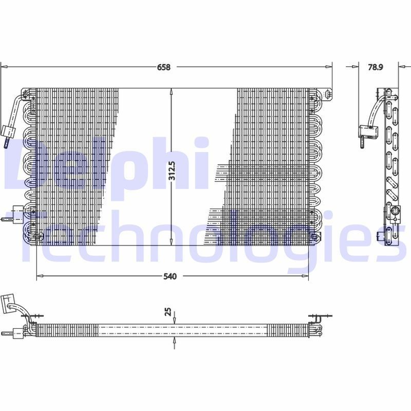 DELPHI TSP0225173: Condensor voor airco 25mm