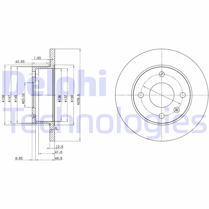 DELPHI BG2375: Piduriketas Ø: 240mm, täis, Ø: 240mm