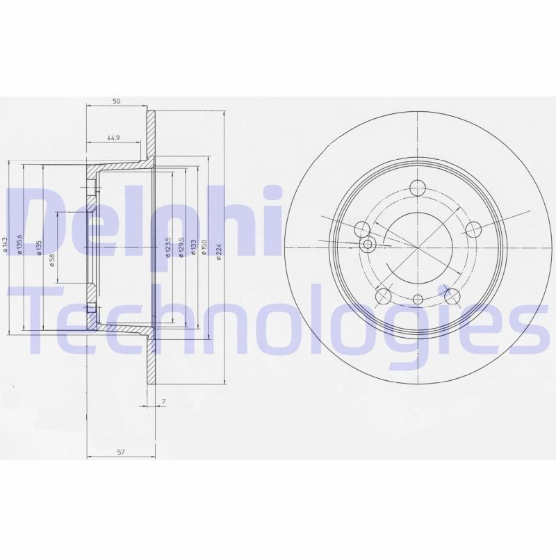 DELPHI BG2187: Piduriketas Ø: 224mm, täis, Ø: 224mm