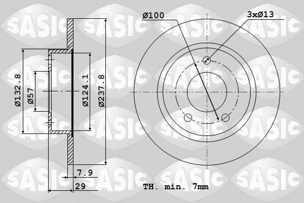 SASIC 2004277J: Piduriketas Esisild, Ø: 238mm, täis, Ø: 238mm