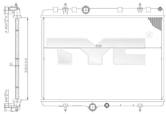TYC 726-0011: Radiator, racire motor