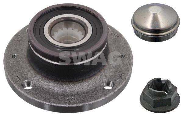 SWAG 40 92 8145: Set rulment roata Axa spate stanga, Axa spate dreapta, cu material de atașare/fixare, Lagar roata integrat in butuc roata, cu senzor magnetic inelar integrat, cu senzor ABS