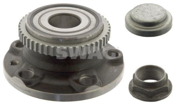 SWAG 70 91 4535: Set rulment roata Axa spate stanga, Axa spate dreapta, cu piuliță ax, Lagar roata integrat in butuc roata, cu senzor ABS