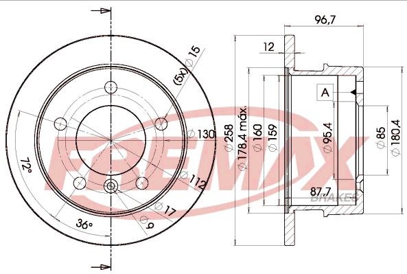FREMAX BD-0184: Piduriketas Ø: 258mm, täis, Ø: 258mm, kaetud, Premium Black Carbon +