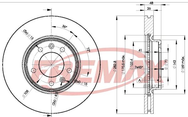 FREMAX BD-4685: Piduriketas Ø: 284mm, õhutusega, Ø: 284mm, kaetud, Premium Black Carbon +
