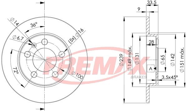 FREMAX BD-5311: Piduriketas Ø: 239mm, täis, Ø: 239mm, kaetud, Premium Black Carbon +