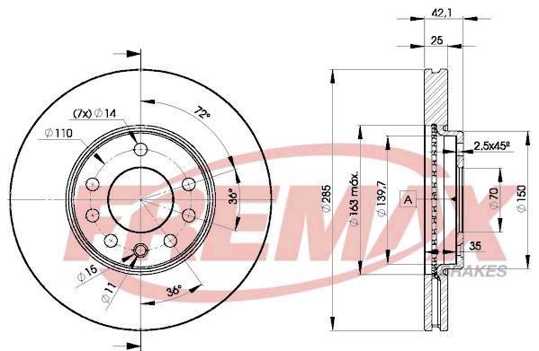 FREMAX BD-9003: Jarrulevy Ø: 285mm, Tuuletettu, Ø: 285mm, pinnoitettu, Premium Black Carbon +