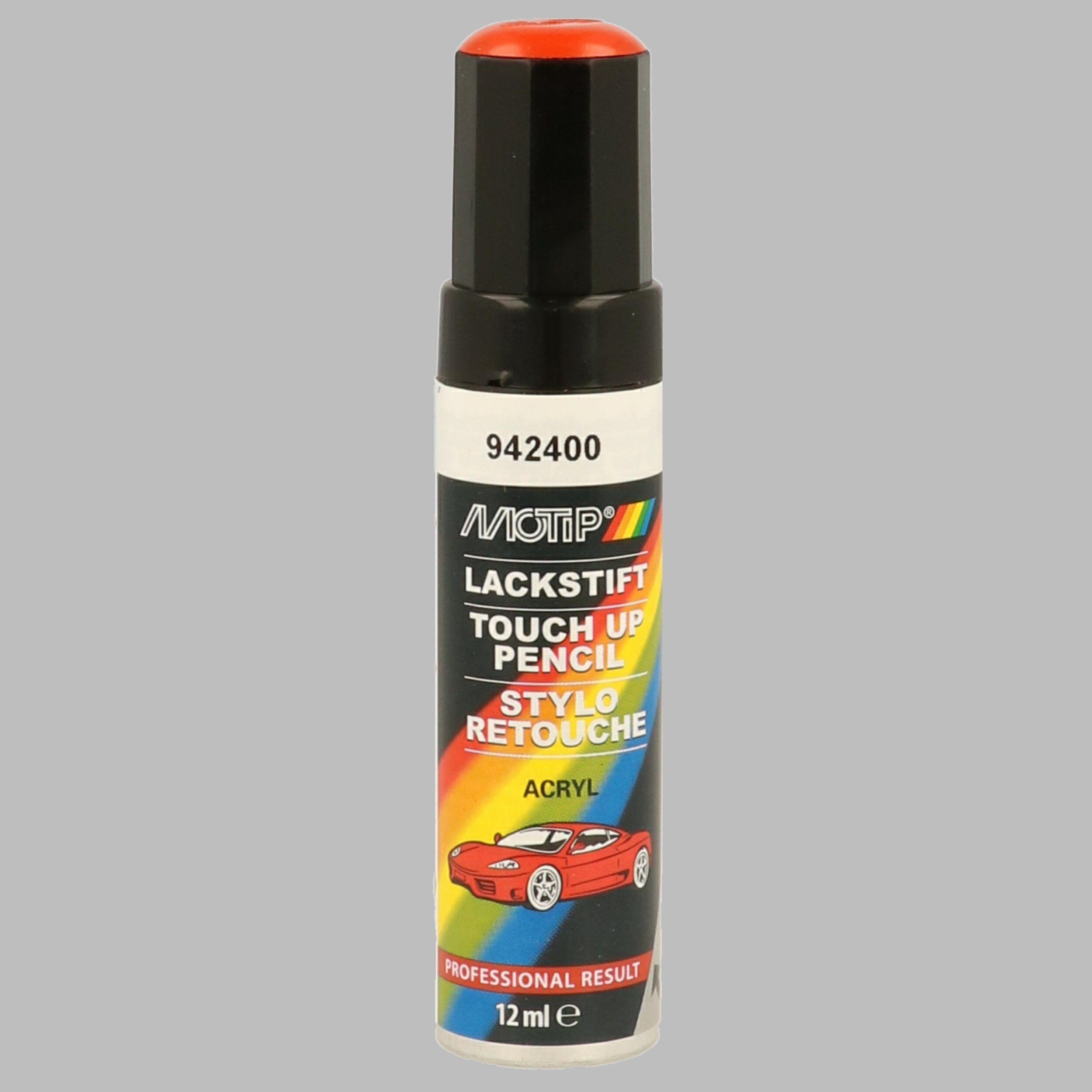 MOTIP 942400: Sõiduk-Kombivärv RAL Acryl Spray RAL 3000 flame red high glossy 400 ml