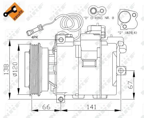 NRF 32706G: Kliimakompressor GENUINE PAG-kompressoriõliga