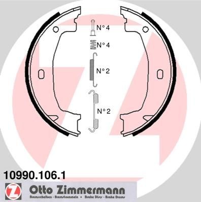 ZIMMERMANN 10990.106.1: Piduriklotside komplekt, seisupidur Foto vastab tarnekomplektile, koos vedruga